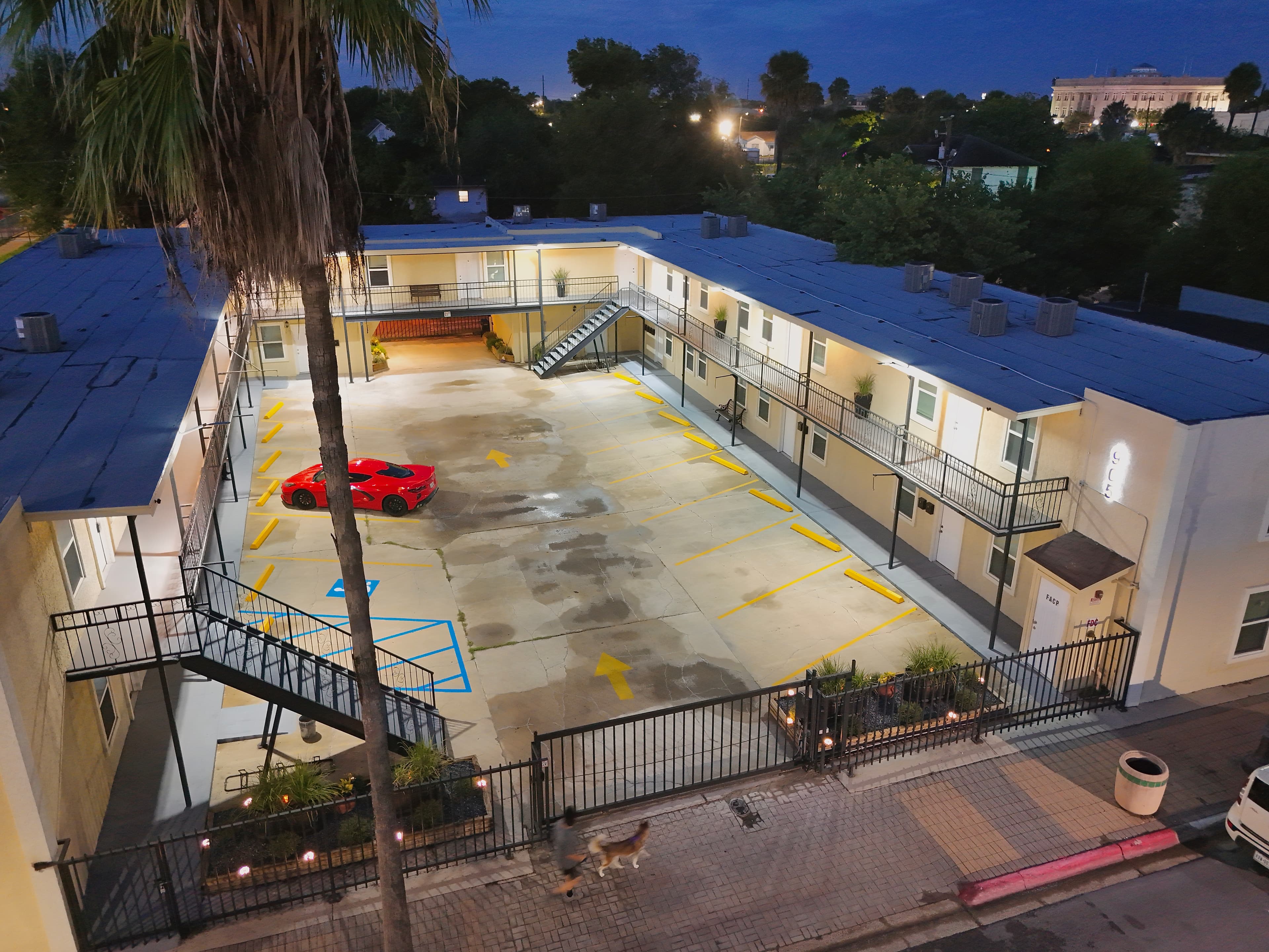Corporate housing complex exterior